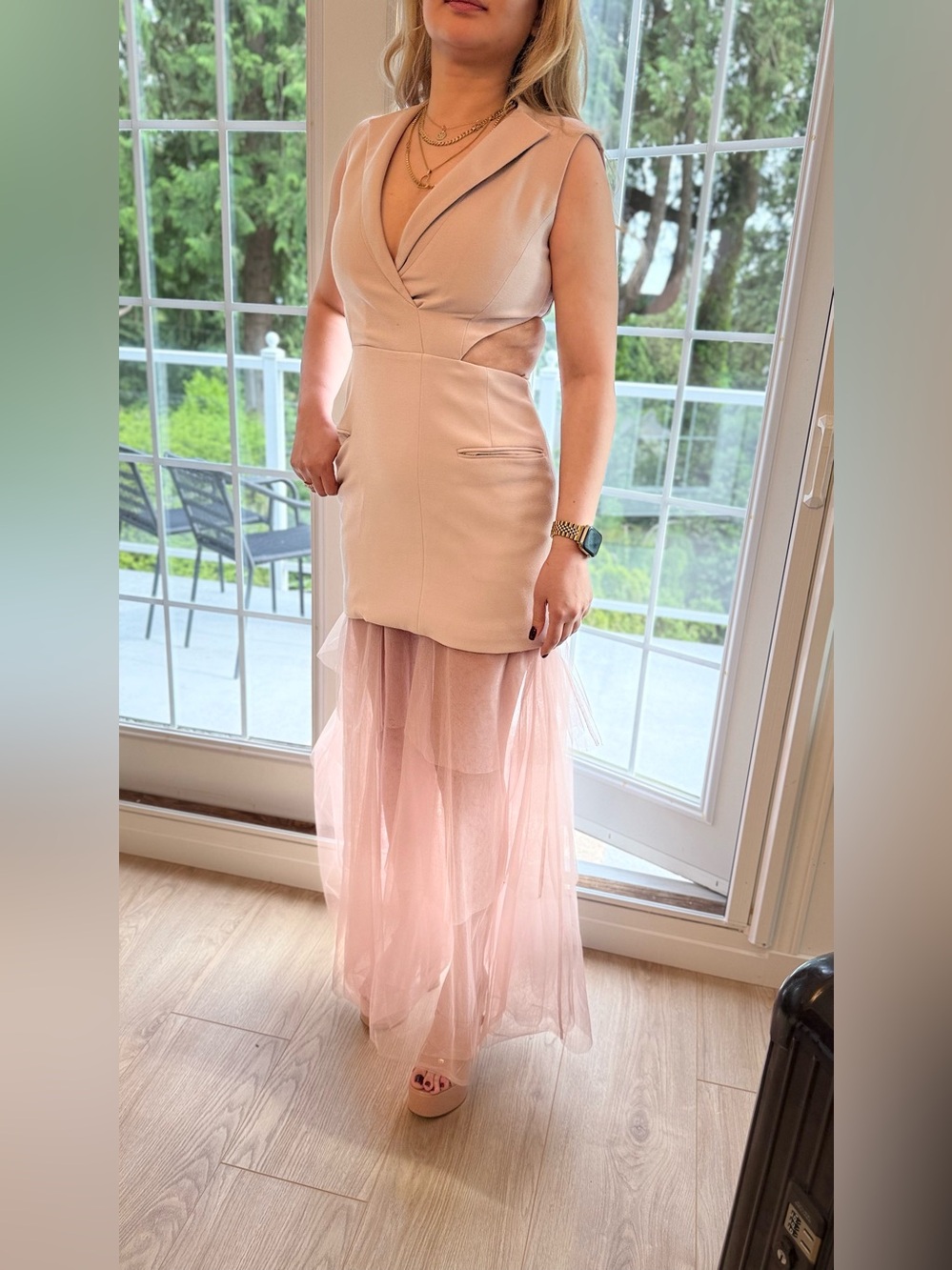 BCBGMaxAzria Blush Pink High-Low Tulle Skirt